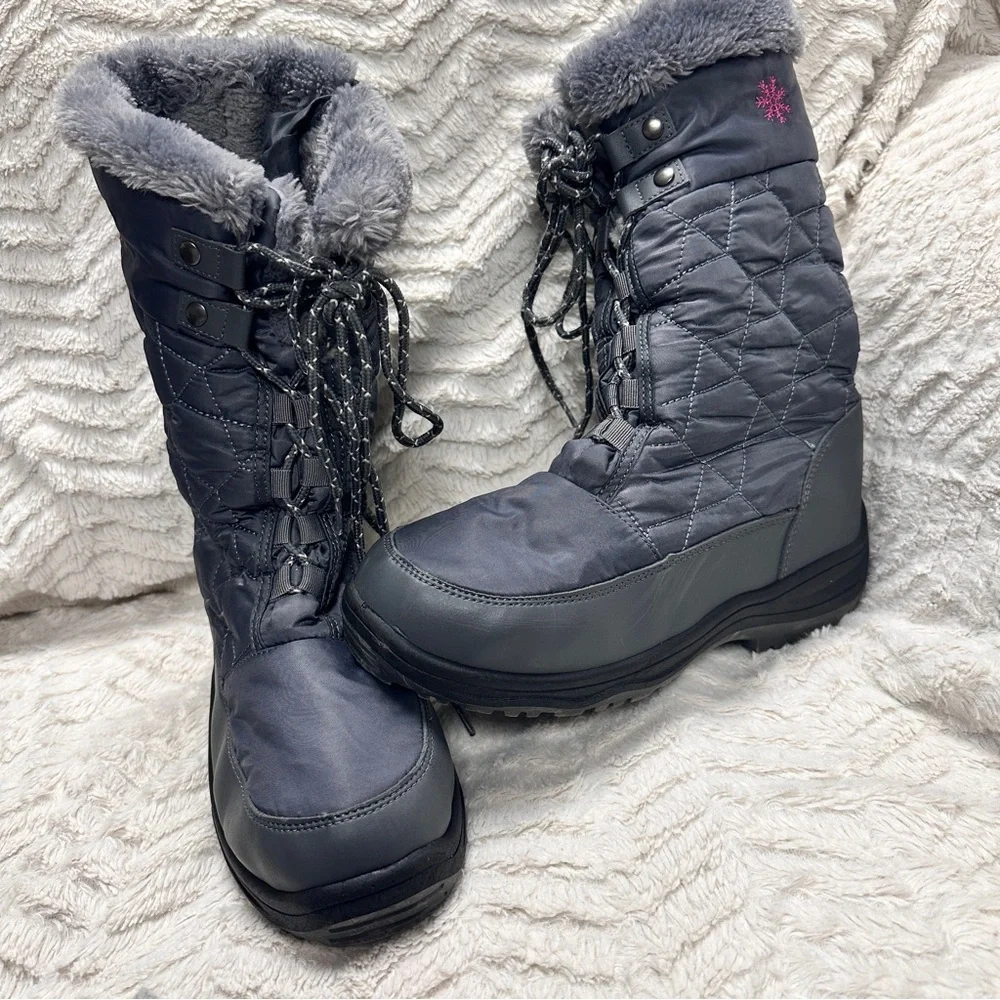 Dream Pairs Goose Womens Grey Faux Fur Winter Boots Size 9  EUC!